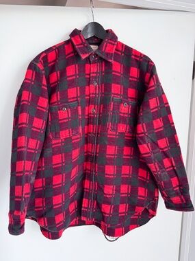 Vtg 60s 70s Champion Tientsin Heavy Flannel Shirt Mens 17 Red Black Plaid